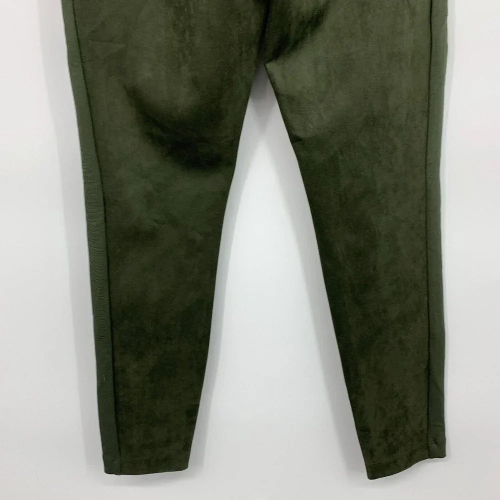 LOFT Leggings Green Faux Suede Zip Skinny Ankle Pull On - Picture 9 of 10